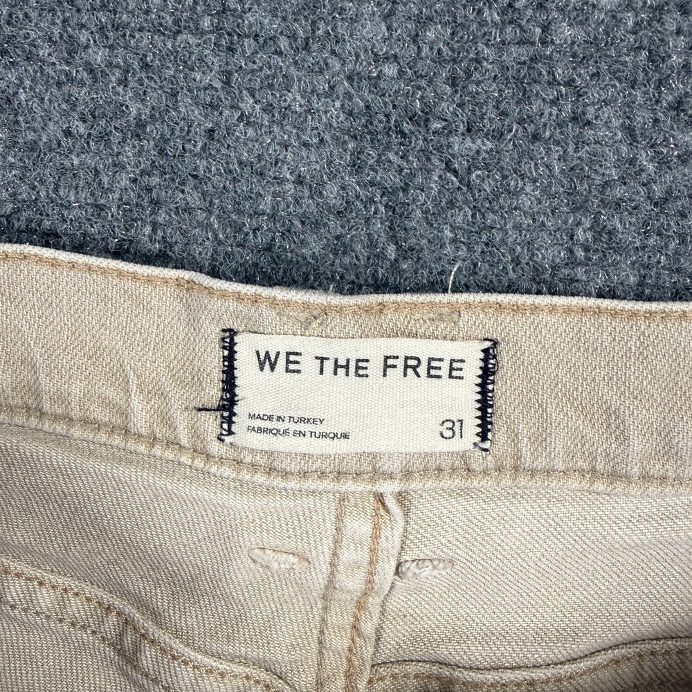 Free People We the Free Size 31 Risk Taker Mid Rise Straight Jeans Beige Ecru - Picture 3 of 13